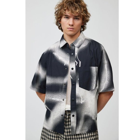 Urban Outfitters UO Ryan Cotton Shirt Men's White Buttondown Tie Dye XL